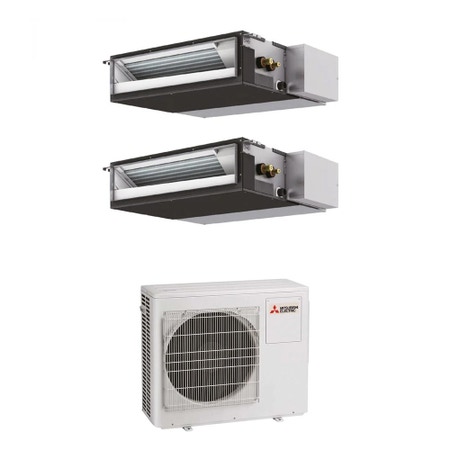 Immagine di Mitsubishi SEZ-M Canalizzabile compatta R32 Climatizzatore canalizzabile dual split inverter | unità esterna 5.4 kW unità interne 9000+9000 BTU MXZ-3F54VF+SEZ-M[25|25]DA2