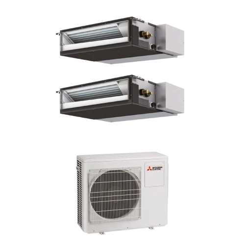 Immagine di Mitsubishi SEZ-M Canalizzabile compatta R32 Climatizzatore canalizzabile dual split inverter | unità esterna 5.4 kW unità interne 9000+9000 BTU MXZ-3F54VF+SEZ-M[25|25]DA2