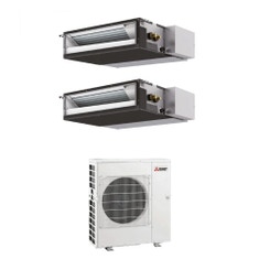 Immagine di Mitsubishi SEZ-M Canalizzabile compatta R32 Climatizzatore canalizzabile dual split inverter | unità esterna 8.3 kW unità interne 12000+18000 BTU MXZ-4F83VFHZ+SEZ-M[35|50]DA2