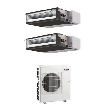 Immagine di Mitsubishi SEZ-M Canalizzabile compatta R32 Climatizzatore canalizzabile dual split inverter | unità esterna 8.3 kW unità interne 9000+9000 BTU MXZ-4F83VFHZ+SEZ-M[25|25]DA2