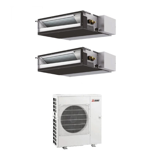 Immagine di Mitsubishi SEZ-M Canalizzabile compatta R32 Climatizzatore canalizzabile dual split inverter | unità esterna 8.3 kW unità interne 9000+9000 BTU MXZ-4F83VFHZ+SEZ-M[25|25]DA2