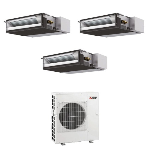 Immagine di Mitsubishi SEZ-M Canalizzabile compatta R32 Climatizzatore canalizzabile trial split inverter | unità esterna 8.3 kW unità interne 9000+12000+12000 BTU MXZ-4F83VFHZ+SEZ-M[25|35|35]DA2