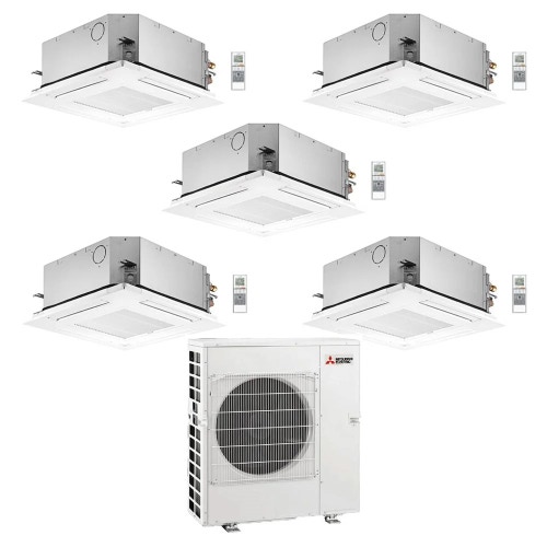 Immagine di Mitsubishi SLZ-M Cassetta a 4 vie R32 Climatizzatore a cassetta penta split inverter | unità esterna 12 kW unità interne 9000+9000+9000+9000+9000 BTU MXZ-6F120VF+SLZ-M[25|25|25|25|25]FA2