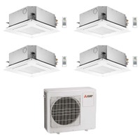 Immagine di Mitsubishi SLZ-M Cassetta a 4 vie R32 Climatizzatore a cassetta quadri split inverter | unità esterna 10.2 kW unità interne 9000+9000+9000+12000 BTU MXZ-5F102VF+SLZ-M[25|25|25|35]FA2