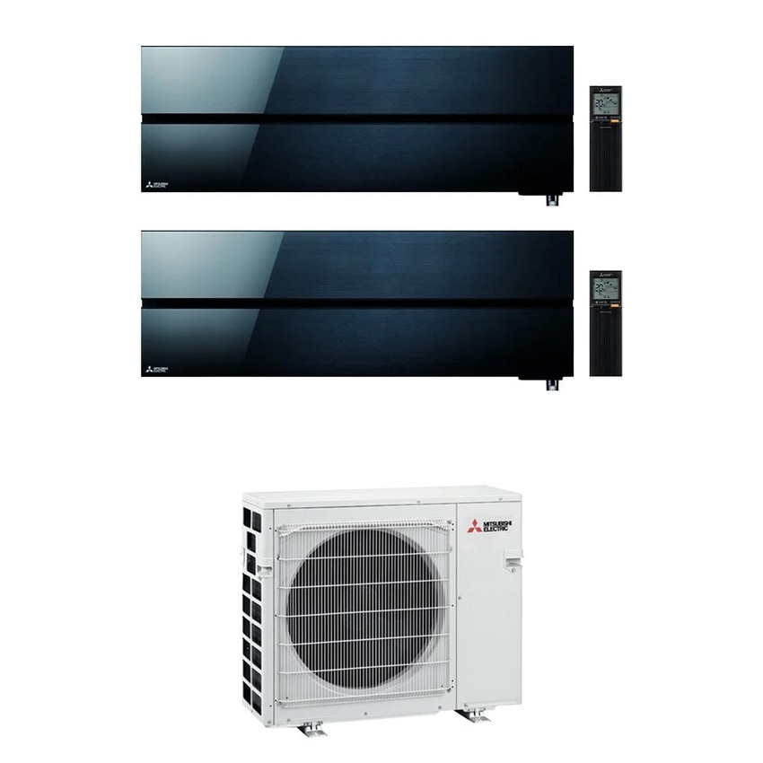 Immagine di Mitsubishi MSZ-LN Kirigamine Style R32 Climatizzatore a parete dual split inverter Wi-Fi onyx black | unità esterna VFHZ 5.3 kW unità interne 12000+12000 BTU MXZ-2F53VFHZ+MSZ-LN[35|35]VG2B