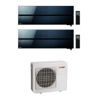 Immagine di Mitsubishi MSZ-LN Kirigamine Style R32 Climatizzatore a parete dual split inverter Wi-Fi onyx black | unità esterna 8 kW unità interne 9000+9000 BTU MXZ-4F80VF+MSZ-LN[25|25]VG2B