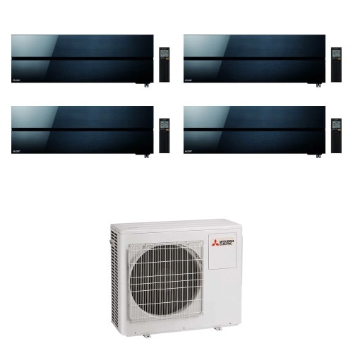 Immagine di Mitsubishi MSZ-LN Kirigamine Style R32 Climatizzatore a parete quadri split inverter Wi-Fi onyx black | unità esterna 10.2 kW unità interne 9000+9000+9000+9000 BTU MXZ-5F102VF+MSZ-LN[25|25|25|25]VG2B