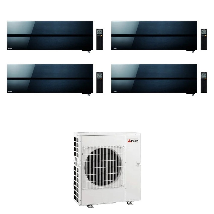 Immagine di Mitsubishi MSZ-LN Kirigamine Style R32 Climatizzatore a parete quadri split inverter Wi-Fi onyx black | unità esterna 8.3 kW unità interne 9000+9000+9000+9000 BTU MXZ-4F83VFHZ+MSZ-LN[25|25|25|25]VG2B