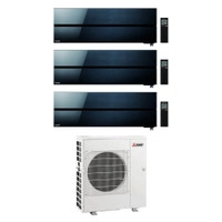 Immagine di Mitsubishi MSZ-LN Kirigamine Style R32 Climatizzatore a parete trial split inverter Wi-Fi onyx black | unità esterna 8.3 kW unità interne 12000+18000+18000 BTU MXZ-4F83VFHZ+MSZ-LN[35|50|50]VG2B