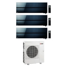 Immagine di Mitsubishi MSZ-LN Kirigamine Style R32 Climatizzatore a parete trial split inverter Wi-Fi onyx black | unità esterna 8.3 kW unità interne 12000+12000+18000 BTU MXZ-4F83VFHZ+MSZ-LN[35|35|50]VG2B