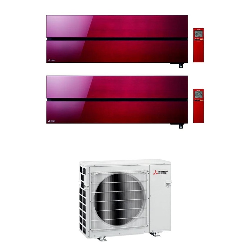 Immagine di Mitsubishi MSZ-LN Kirigamine Style R32 Climatizzatore a parete dual split inverter Wi-Fi ruby red | unità esterna VFHZ 5.3 kW unità interne 12000+12000 BTU MXZ-2F53VFHZ+MSZ-LN[35|35]VG2R