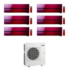 Immagine di Mitsubishi MSZ-LN Kirigamine Style R32 Climatizzatore a parete esa split inverter Wi-Fi ruby red | unità esterna 12 kW unità interne 9000+9000+9000+9000+9000+9000 BTU MXZ-6F120VF+MSZ-LN[25|25|25|25|25|25]VG2R