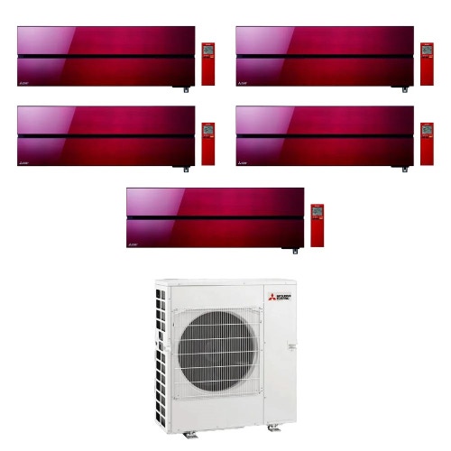 Immagine di Mitsubishi MSZ-LN Kirigamine Style R32 Climatizzatore a parete penta split inverter Wi-Fi ruby red | unità esterna 12 kW unità interne 9000+9000+9000+12000+18000 BTU MXZ-6F120VF+MSZ-LN[25|25|25|35|50]VG2R
