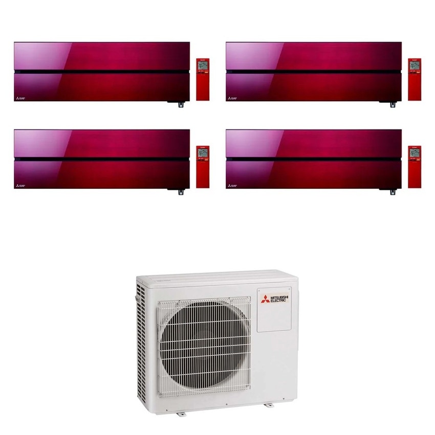 Immagine di Mitsubishi MSZ-LN Kirigamine Style R32 Climatizzatore a parete quadri split inverter Wi-Fi ruby red | unità esterna 10.2 kW unità interne 9000+9000+12000+18000 BTU MXZ-5F102VF+MSZ-LN[25|25|35|50]VG2R