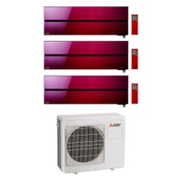 Immagine di Mitsubishi MSZ-LN Kirigamine Style R32 Climatizzatore a parete trial split inverter Wi-Fi ruby red | unità esterna 8 kW unità interne 9000+9000+9000 BTU MXZ-4F80VF+MSZ-LN[25|25|25]VG2R