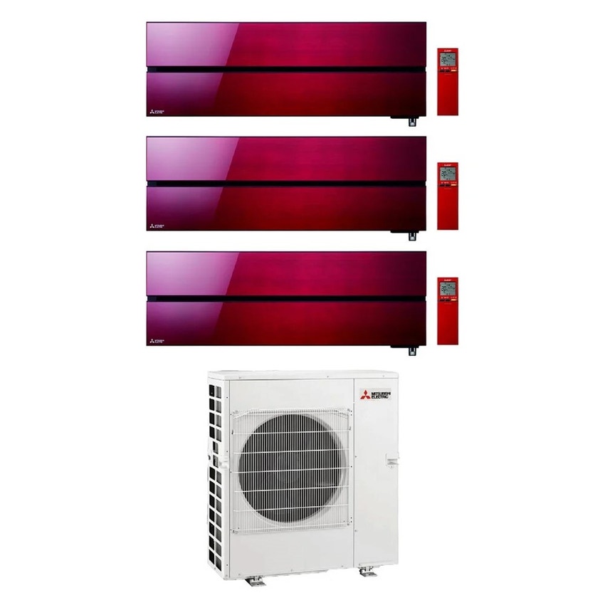 Immagine di Mitsubishi MSZ-LN Kirigamine Style R32 Climatizzatore a parete trial split inverter Wi-Fi ruby red | unità esterna 8.3 kW unità interne 12000+12000+12000 BTU MXZ-4F83VFHZ+MSZ-LN[35|35|35]VG2R