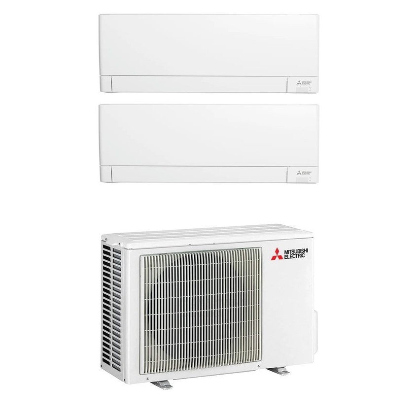 Immagine di Mitsubishi MSZ-AY R32 Climatizzatore a parete dual split inverter Wi-Fi bianco | unità esterna 5.3 kW unità interne 7000+12000 BTU MXZ-2F53VF+MSZ-AY[20|35]VGKP