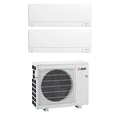 Immagine di Mitsubishi MSZ-AY R32 Climatizzatore a parete dual split inverter Wi-Fi bianco | unità esterna VFHZ 5.3 kW unità interne 5000+18000 BTU MXZ-2F53VFHZ+MSZ-AY[15|50]VGKP