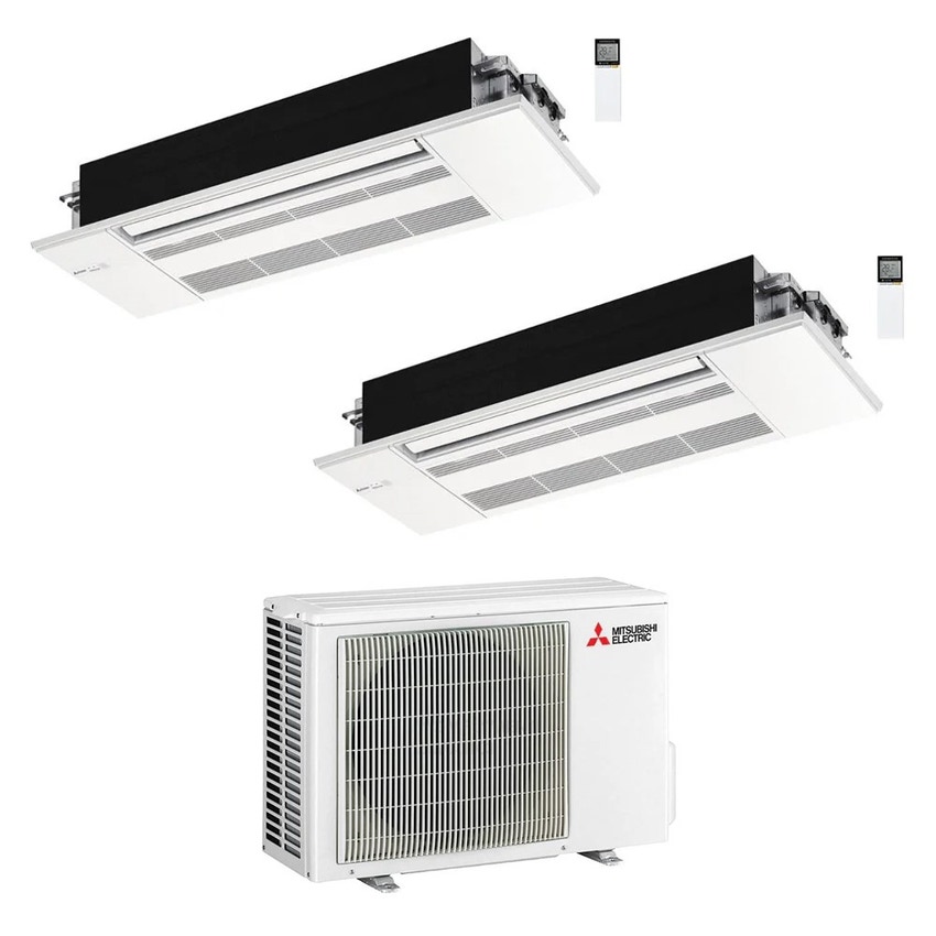 Immagine di Mitsubishi MLZ-KP Cassetta a una via R32 Climatizzatore a cassetta dual split inverter bianco | unità esterna 4.2 kW unità interne 7000+7000 BTU MXZ-2F42VF+MLZ-KY[20|20]VG