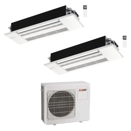 Immagine di Mitsubishi MLZ-KP Cassetta a una via R32 Climatizzatore a cassetta dual split inverter bianco | unità esterna 5.4 kW unità interne 7000+7000 BTU MXZ-3F54VF+MLZ-KY[20|20]VG