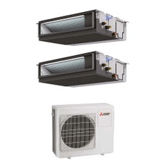 Immagine di Mitsubishi CANALIZZATA MEDIA PREVALENZA commerciale R32 Climatizzatore canalizzabile dual split inverter | unità esterna 6.8 kW unità interne 12000+12000 BTU MXZ-3F68VF+PEAD-M[35|35]JA2