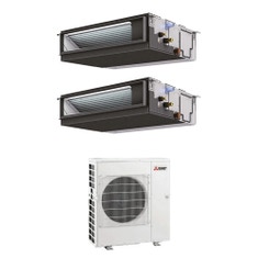 Immagine di Mitsubishi CANALIZZATA MEDIA PREVALENZA commerciale R32 Climatizzatore canalizzabile dual split inverter | unità esterna 8.3 kW unità interne 12000+12000 BTU MXZ-4F83VFHZ+PEAD-M[35|35]JA2