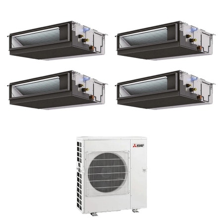 Immagine di Mitsubishi CANALIZZATA MEDIA PREVALENZA commerciale R32 Climatizzatore canalizzabile quadri split inverter | unità esterna 12 kW unità interne 12000+12000+12000+12000 BTU MXZ-6F120VF+PEAD-M[35|35|35|35]JA2