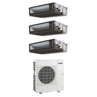 Immagine di Mitsubishi CANALIZZATA MEDIA PREVALENZA commerciale R32 Climatizzatore canalizzabile trial split inverter | unità esterna 8.3 kW unità interne 12000+12000+18000 BTU MXZ-4F83VFHZ+PEAD-M[35|35|50]JA2