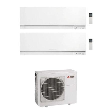 Immagine di Mitsubishi MSZ-EF Kirigamine Zen R32 Climatizzatore a parete dual split inverter Wi-Fi bianco | unità esterna 8 kW unità interne 5000+5000 BTU MXZ-4F80VF+MSZ-EF[18|18]VGKW