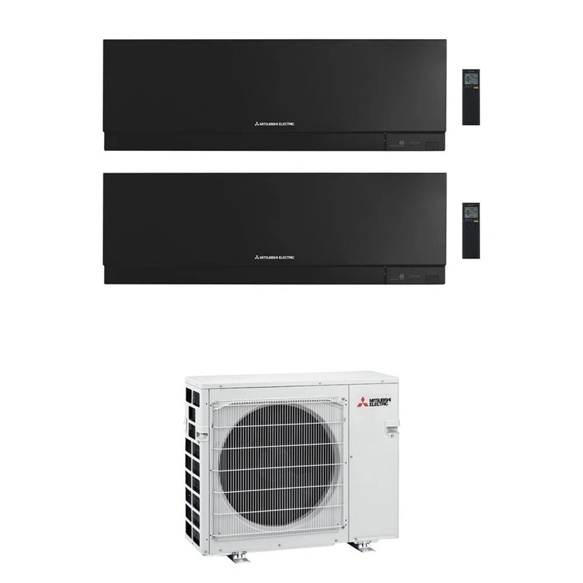 Immagine di Mitsubishi MSZ-EF Kirigamine Zen R32 Climatizzatore a parete dual split inverter Wi-Fi nero | unità esterna VFHZ 5.3 kW unità interne 7000+7000 BTU MXZ-2F53VFHZ+MSZ-EF[22|22]VGKB