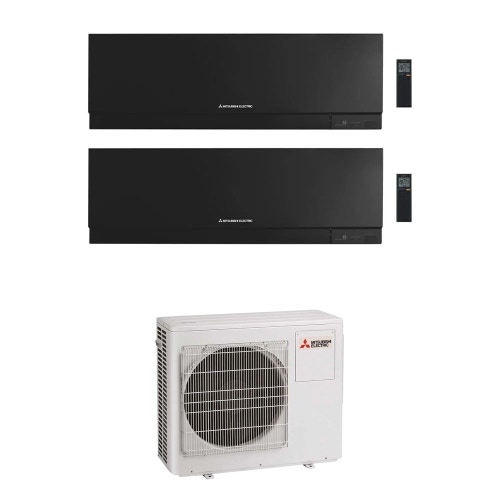 Immagine di Mitsubishi MSZ-EF Kirigamine Zen R32 Climatizzatore a parete dual split inverter Wi-Fi nero | unità esterna 8 kW unità interne 7000+7000 BTU MXZ-4F80VF+MSZ-EF[22|22]VGKB