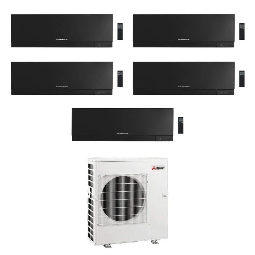 Immagine di Mitsubishi MSZ-EF Kirigamine Zen R32 Climatizzatore a parete penta split inverter Wi-Fi nero | unità esterna 12 kW unità interne 7000+7000+7000+7000+9000 BTU MXZ-6F120VF+MSZ-EF[22|22|22|22|25]VGKB