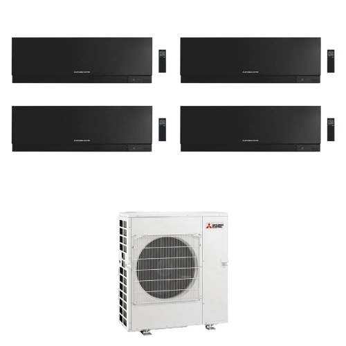 Immagine di Mitsubishi MSZ-EF Kirigamine Zen R32 Climatizzatore a parete quadri split inverter Wi-Fi nero | unità esterna 8.3 kW unità interne 7000+7000+7000+12000 BTU MXZ-4F83VFHZ+MSZ-EF[22|22|22|35]VGKB