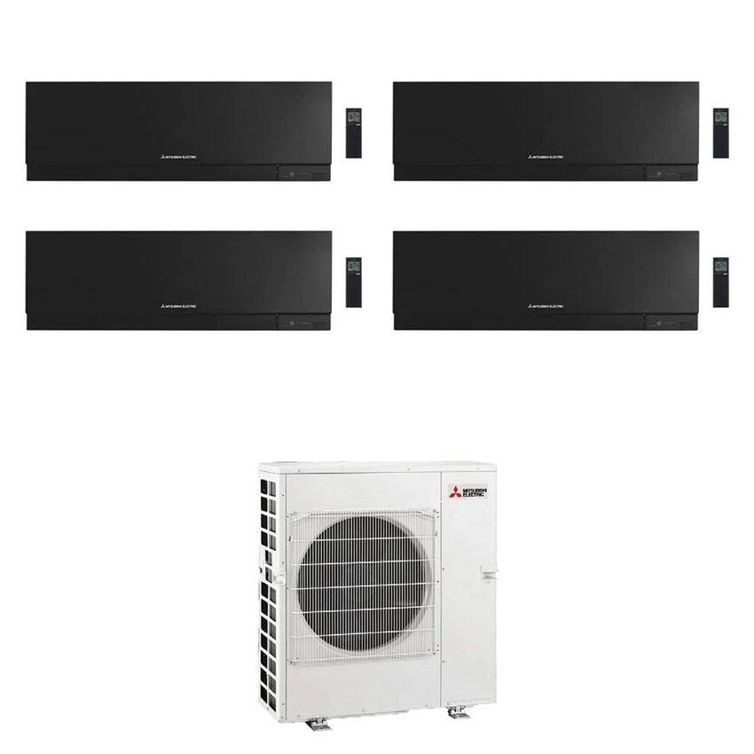 Immagine di Mitsubishi MSZ-EF Kirigamine Zen R32 Climatizzatore a parete quadri split inverter Wi-Fi nero | unità esterna 12 kW unità interne 7000+7000+7000+7000 BTU MXZ-6F120VF+MSZ-EF[22|22|22|22]VGKB