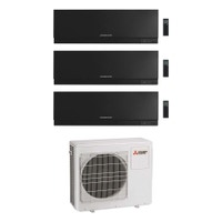 Immagine di Mitsubishi MSZ-EF Kirigamine Zen R32 Climatizzatore a parete trial split inverter Wi-Fi nero | unità esterna 8 kW unità interne 12000+15000+15000 BTU MXZ-4F80VF+MSZ-EF[35|42|42]VGKB