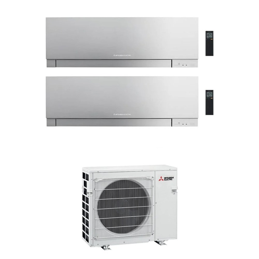 Immagine di Mitsubishi MSZ-EF Kirigamine Zen R32 Climatizzatore a parete dual split inverter Wi-Fi argento | unità esterna VFHZ 5.3 kW unità interne 7000+15000 BTU MXZ-2F53VFHZ+MSZ-EF[22|42]VGKS