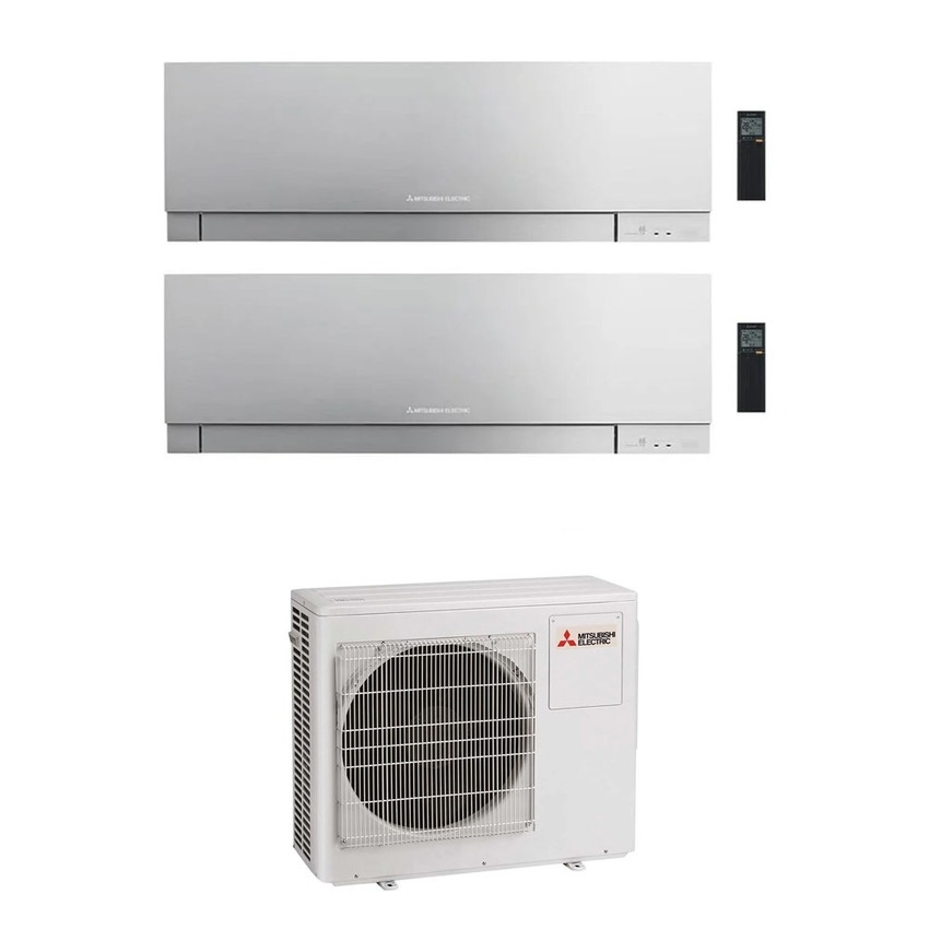 Immagine di Mitsubishi MSZ-EF Kirigamine Zen R32 Climatizzatore a parete dual split inverter Wi-Fi argento | unità esterna 6.8 kW unità interne 7000+18000 BTU MXZ-3F68VF+MSZ-EF[22|50]VGKS