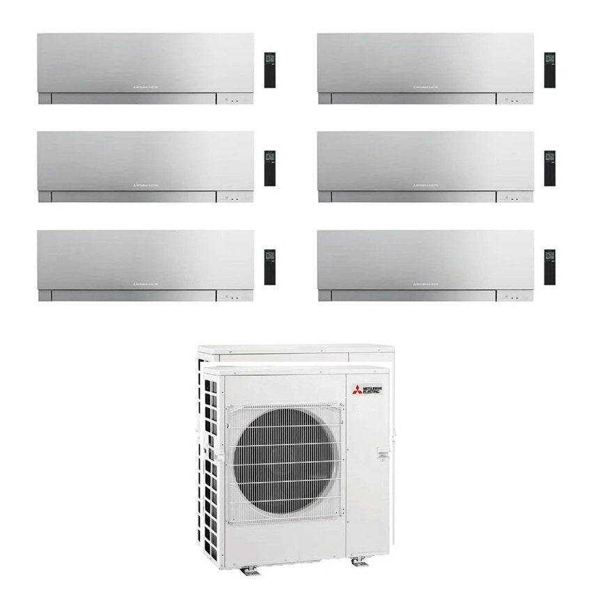 Immagine di Mitsubishi MSZ-EF Kirigamine Zen R32 Climatizzatore a parete esa split inverter Wi-Fi argento | unità esterna 12 kW unità interne 7000+7000+7000+7000+7000+7000 BTU MXZ-6F120VF+MSZ-EF[22|22|22|22|22|22]VGKS