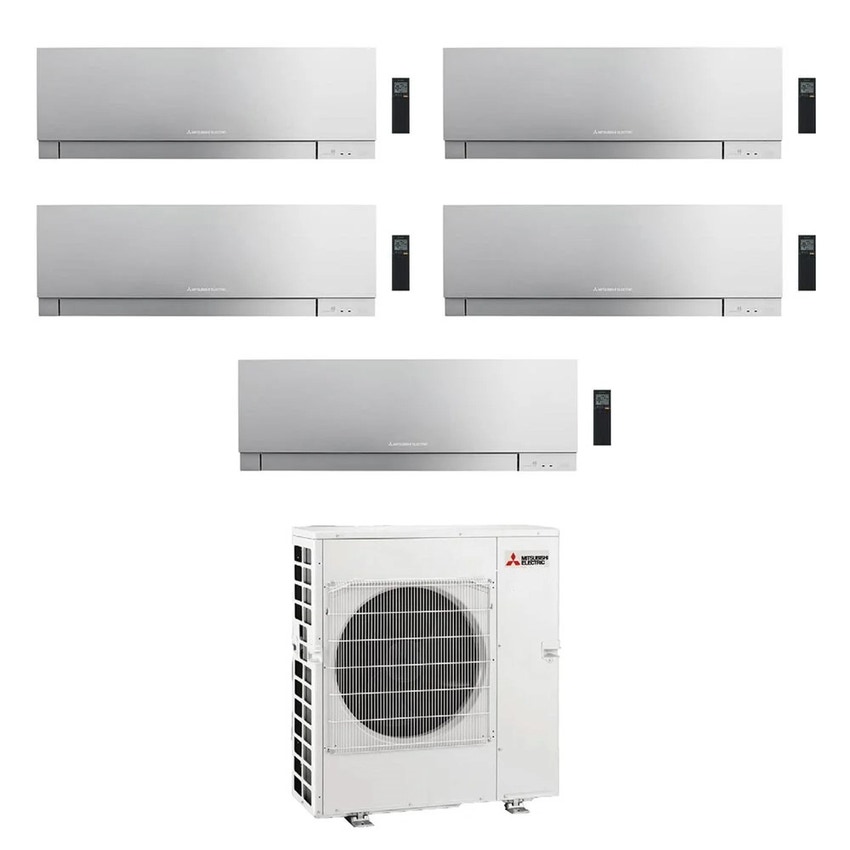 Immagine di Mitsubishi MSZ-EF Kirigamine Zen R32 Climatizzatore a parete penta split inverter Wi-Fi argento | unità esterna 12 kW unità interne 7000+7000+7000+7000+7000 BTU MXZ-6F120VF+MSZ-EF[22|22|22|22|22]VGKS