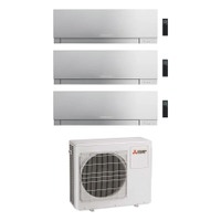 Immagine di Mitsubishi MSZ-EF Kirigamine Zen R32 Climatizzatore a parete trial split inverter Wi-Fi argento | unità esterna 10.2 kW unità interne 9000+9000+9000 BTU MXZ-5F102VF+MSZ-EF[25|25|25]VGKS