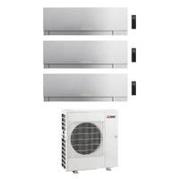 Immagine di Mitsubishi MSZ-EF Kirigamine Zen R32 Climatizzatore a parete trial split inverter Wi-Fi argento | unità esterna 8.3 kW unità interne 9000+9000+9000 BTU MXZ-4F83VFHZ+MSZ-EF[25|25|25]VGKS