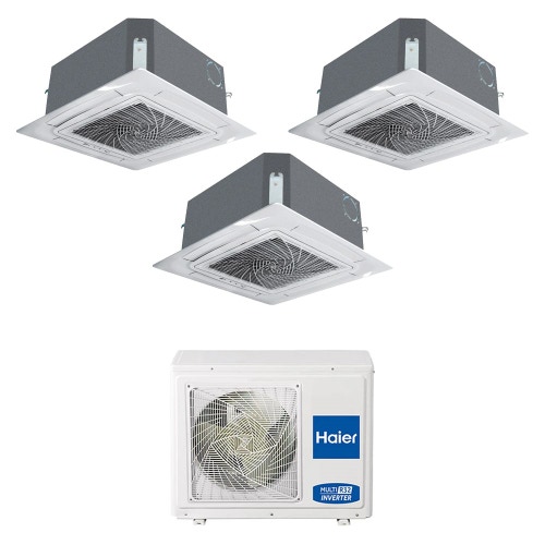 Immagine di Haier CASSETTE R32 Climatizzatore a cassetta trial split inverter Wi-Fi bianco | unità esterna 7 kW unità interne 9000+9000+9000 BTU 3U70S2SR5FA+AB[25|25|25]S2SC2FA(H)