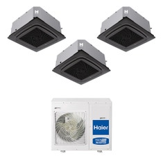 Immagine di Haier CASSETTE R32 Climatizzatore a cassetta trial split inverter Wi-Fi nero | unità esterna 8.5 kW unità interne 9000+9000+12000 BTU 4U85S2SR5FA+AB[25|25|35]S2SC2FA(H)-B