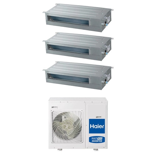 Immagine di Haier CANALIZZATO SLIM Bassa pressione R32 Climatizzatore canalizzabile trial split inverter Wi-Fi | unità esterna 8.5 kW unità interne 9000+9000+12000 BTU 4U85S2SR5FA+AD[25|25|35]S2SS1FA(H)