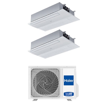 Immagine di Haier CASSETTE A 1 VIA R32 Climatizzatore a cassetta dual split inverter Wi-Fi | unità esterna 4 kW unità interne 9000+9000 BTU 2U40S2SM1FA+AB[25|25]S2SA1FA(H)