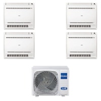 Immagine di Haier CONSOLE R32 Climatizzatore console da pavimento quadri split inverter bianco | unità esterna 9 kW unità interne 12000+12000+12000+12000 BTU 5U90S2SS5FA+AF[35|35|35|35]S2SD1FA(D)