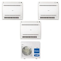 Immagine di Haier CONSOLE R32 Climatizzatore console da pavimento trial split inverter bianco | unità esterna 7.5 kW unità interne 9000+9000+12000 BTU 4U75S2SR5FA+AF[25|25|35]S2SD1FA(D)