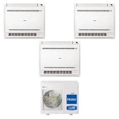 Immagine di Haier CONSOLE R32 Climatizzatore console da pavimento trial split inverter bianco | unità esterna 7.5 kW unità interne 9000+12000+12000 BTU 4U75S2SR5FA+AF[25|35|35]S2SD1FA(D)