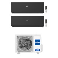 Immagine di Haier EXPERT R32 Climatizzatore a parete dual split inverter Wi-Fi nero | unità esterna 5 kW unità interne 7000+15000 BTU 2U50S2SM1FA-3+AS[20|42]XCAHRA-MB
