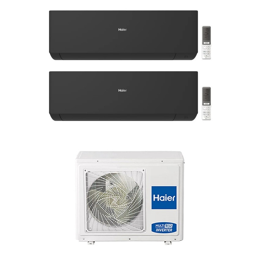 Immagine di Haier EXPERT R32 Climatizzatore a parete dual split inverter Wi-Fi nero | unità esterna 7 kW unità interne 15000+15000 BTU 3U70S2SR5FA+AS[42|42]XCAHRA-MB